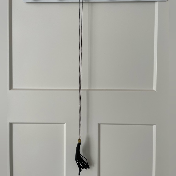 Black Leather Tassel Necklace - Picture 3 of 5